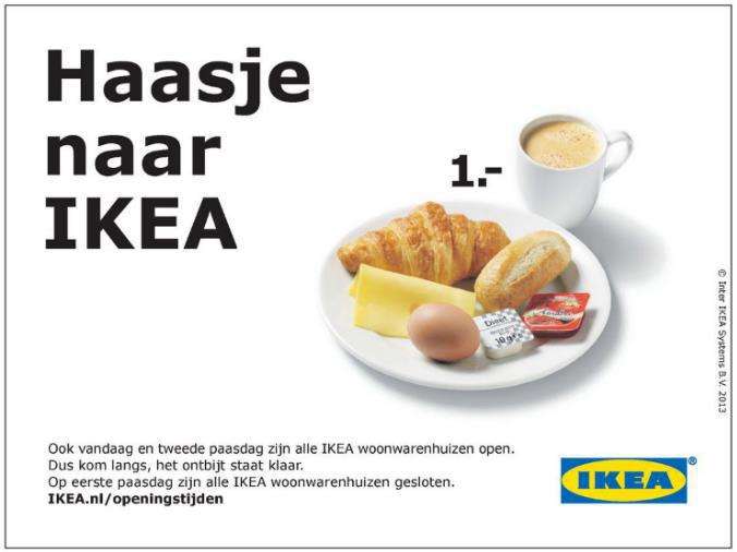 Haasje naar Ikea - een advertentie voor een paasontbijt bij Ikea, in de stijl en toon van Ikea